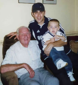The legend that is Bill Nicholson is photographed at home with our correspondent Huk and his own young son