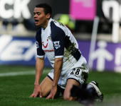 Jermaine Jenas fails to score in front of the Gallowgate End early in the second half in last season's game