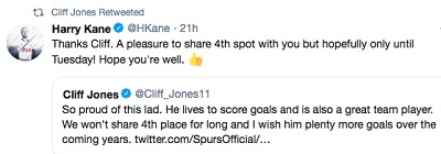 Cliff Jones and Harry Kane on Twitter
