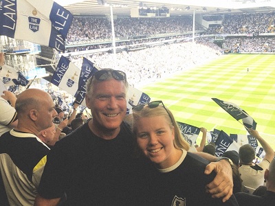 Harriet and her dad at White Hart Lane