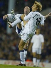 Jurgen Klinsmann and Paul Gascoigne appear to be going for the same ball here