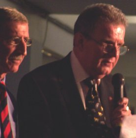 John Motson did his usual great job acting as Master of Ceremonies. Here he is with Cliff Jones at his side