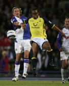 Edgar Davids in action against Robbie Savage in last year's game. Edgar will be desperate to play this time, whilst Savage will be absent through injury