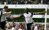Ledley celebrates his great goal in front of the Paxton Road fans in the first half of last season's home Premiership game. Crucially, Ledley has been declared fit to play this Saturday