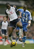 Henri Camara was a handful for the Spurs defence in last season's home game. Here he was handled by skipper Ledley King