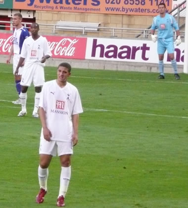 I get the impression that Adel was not too pleased at the prospect of defending. Chris Hughton's son Cian can be seen in the background, along with goalkeeper Radek Cerny
