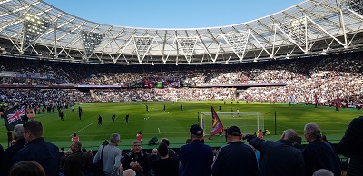 As good a view as an away fan can hope for at the London Stadium