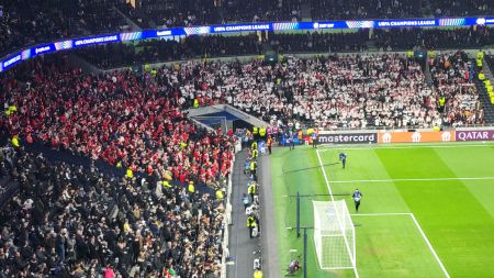 Slavia's enthusiastic fans were in co-ordinated colours