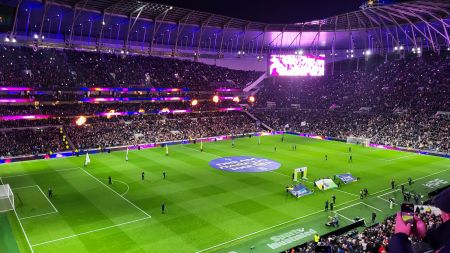Spurs stadium at night
