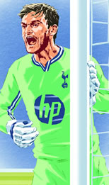 Spurs goalkeeper Hugo Lloris - Postcard images (not full size) courtesy of The Football Artist/The Spurs Postcard Collection