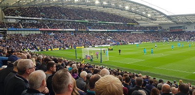 Hugo Lloris receiving treatment after his horrible fall at The Amex Stadium